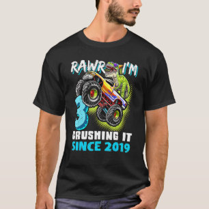 Rawr I'm 3 Monster Truck Dinosaur 3rd Birthday Par T-Shirt