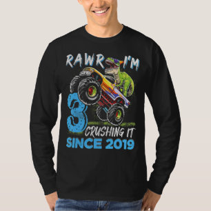 Rawr I'm 3 Monster Truck Dinosaur 3rd Birthday Par T-Shirt