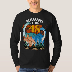 Rawr I'm 48 Years Old 48th Birthday Boy Rex Dinosa T-Shirt