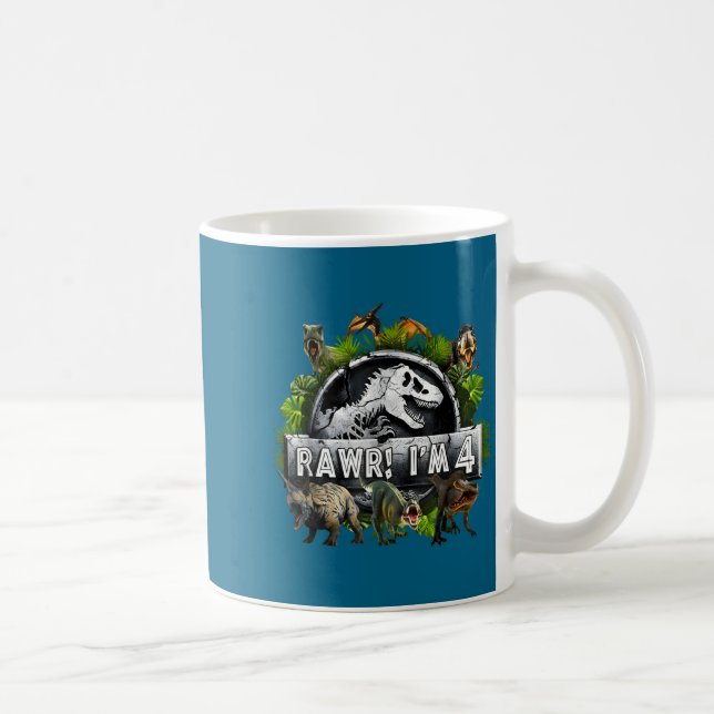 Rawr I'm 4 4th Birthday T Rex Dinosaur Funny Party Coffee Mug (Right)