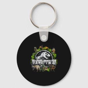 Rawr I'm 4 4th Birthday T Rex Dinosaur Funny Party Key Ring