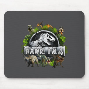 Rawr I'm 4 4th Birthday T Rex Dinosaur Funny Party Mouse Mat