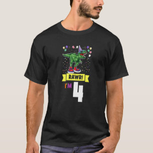 Rawr I'm 4 Age Of 4 Fourth Birthday T-Shirt