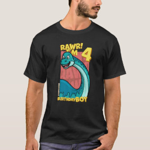 Rawr I'm 4 Birthday Boys 4th Birthday Dino Brontos T-Shirt