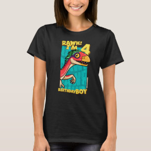 Rawr I'm 4 Birthday Boys 4th Birthday Dino Deinony T-Shirt