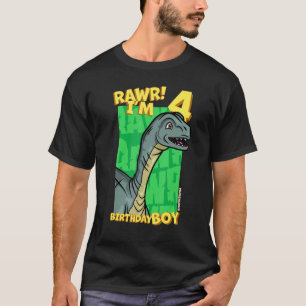 Rawr I'm 4 Birthday Boys 4th Birthday Dino Mussau T-Shirt