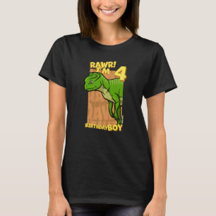 Rawr I'm 4 Birthday Boys 4th Birthday Dino Yinlong T-Shirt