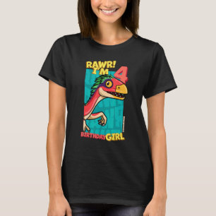 Rawr I'm 4 Birthday Girls 4th Birthday Dino Deino T-Shirt