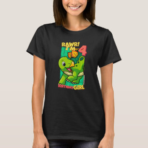 Rawr I'm 4 Birthday Girls 4th Birthday Dino Stegos T-Shirt