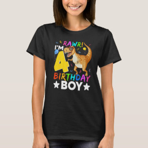 Rawr I'm 4th Birthday Boy Dinosaur 4 Years Old Pa T-Shirt