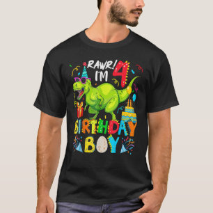 Rawr I'm 4th Birthday Boy Dinosaur Rex 4 Years Old T-Shirt