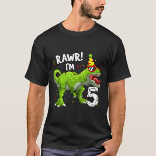 Rawr I'm 5 5th Birthday T Rex Dinosaur Funny Party T-Shirt