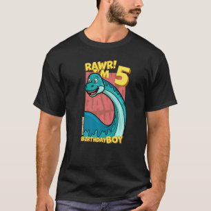 Rawr I'm 5 Birthday Boys 5th Birthday Dino Brontos T-Shirt