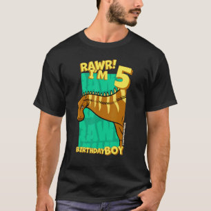 Rawr I'm 5 Birthday Boys 5th Birthday Dino Rebbac T-Shirt