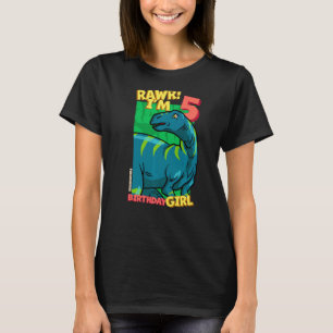 Rawr I'm 5 Birthday Girls 5th Birthday Dino Fukuis T-Shirt
