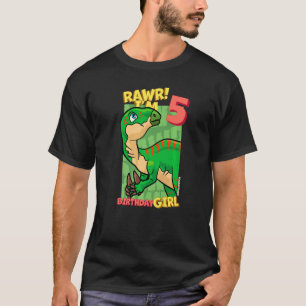 Rawr I'm 5 Birthday Girls 5th Birthday Dino Iguano T-Shirt