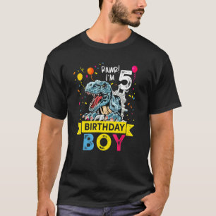 Rawr I'm 5 Year Old 5th Birthday Boy Rex Dinosaur T-Shirt