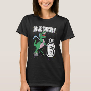 Rawr I'm 6 6th Birthday Party Rex Dinosaur Hockey T-Shirt