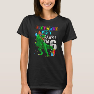 Rawr I'm 6 6th Birthday Rex Dinosaur Party For Bo T-Shirt