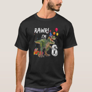 Rawr I'm 6 6th Birthday Rex Dinosaur Party For Bo T-Shirt
