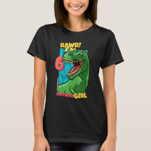 Rawr I'm 6 Birthday Girls 6th Birthday Dino Tyrann T-Shirt