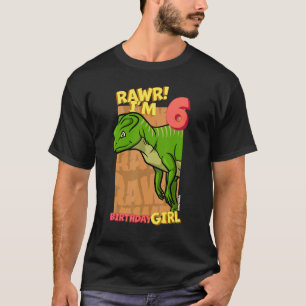 Rawr I'm 6 Birthday Girls 6th Birthday Dino Yinlon T-Shirt