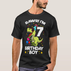 Rawr I'm 7 Birthday Boy Dinosaur Tre Themed 7th Bi T-Shirt
