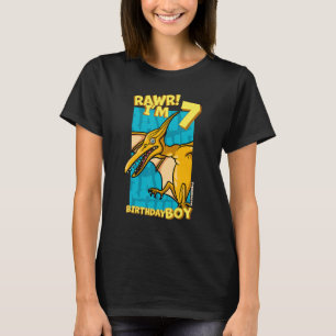 Rawr I'm 7 Birthday Boys 7th Birthday Dino Pterod T-Shirt
