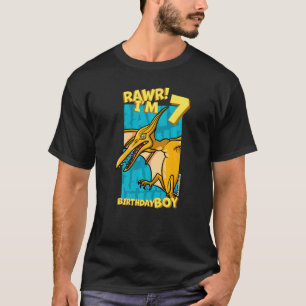 Rawr I'm 7 Birthday Boys 7th Birthday Dino Pteroda T-Shirt