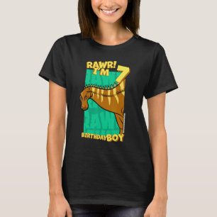 Rawr I'm 7 Birthday Boys 7th Birthday Dino Rebbac T-Shirt