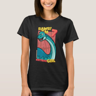 Rawr I'm 7 Birthday Girls 7th Birthday Dino Bront T-Shirt