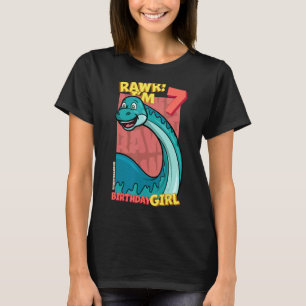 Rawr I'm 7 Birthday Girls 7th Birthday Dino Bront T-Shirt