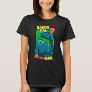 Rawr I'm 7 Birthday Girls 7th Birthday Dino Fukui T-Shirt