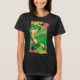 Rawr I'm 7 Birthday Girls 7th Birthday Dino Iguan T-Shirt
