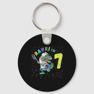 Rawr I'm 7 Dinosaur T-rex 7 Year Old Boy Birthday Key Ring