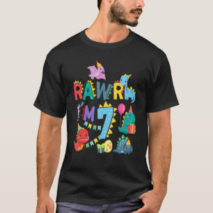 Rawr I'm 7 Rawr Dinosaur Birthday Themed Party T-Shirt