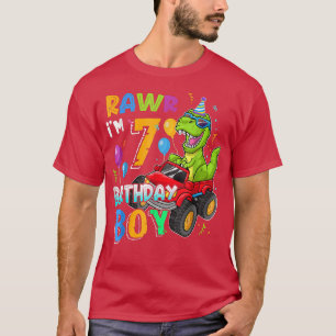Rawr I'm 7th Birthday Boy 7 Year Old Dinosaur Mons T-Shirt