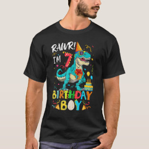 Rawr I'm 7th Birthday Boy Dinosaur T Rex 7 Years O T-Shirt