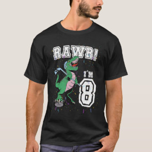 Rawr I'm 8 8th Birthday Party Rex Dinosaur Hockey T-Shirt