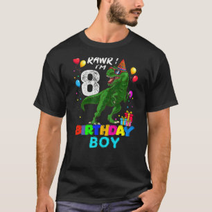 Rawr I'm 8 8th Birthday Rex Dinosaur Party For Bo T-Shirt