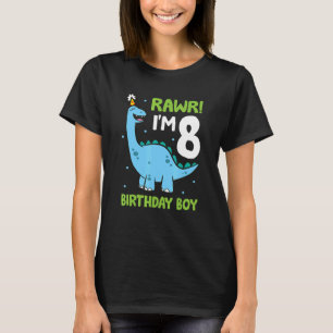 Rawr I'm 8 Birthday Boy Dinosaur Birthday Party T-Shirt