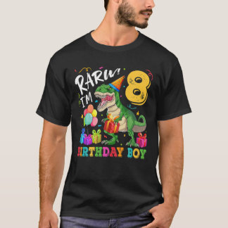 Rawr I'm 8 Birthday Boy Dinosaur T Rex 8Th Birthda T-Shirt