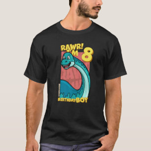 Rawr I'm 8 Birthday Boys 8th Birthday Dino Brontos T-Shirt