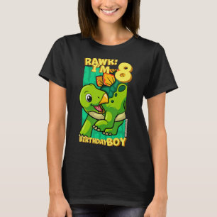 Rawr I'm 8 Birthday Boys 8th Birthday Dino Stegos T-Shirt