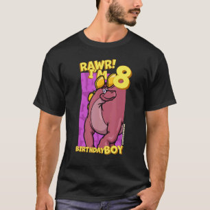 Rawr I'm 8 Birthday Boys 8th Birthday Dino Wuerho T-Shirt