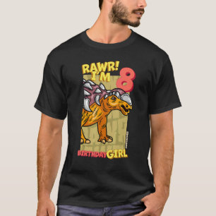 Rawr I'm 8 Birthday Girls 8th Birthday Dino Edmon T-Shirt