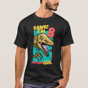 Rawr I'm 8 Birthday Girls 8th Birthday Dino Veloci T-Shirt