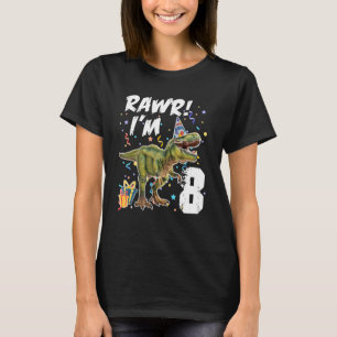 Rawr I'm 8 Birthday Rex Dinosaur Party for Boys T-Shirt