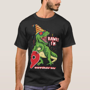 Rawr i'm 9 Birthday Boy Dinosaur Saurus T-Shirt