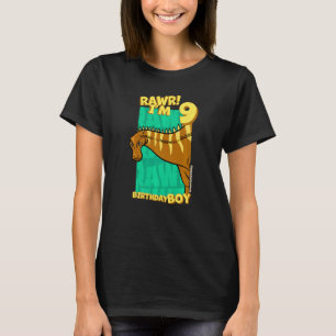 Rawr I'm 9 Birthday Boys 9th Birthday Dino Rebbach T-Shirt
